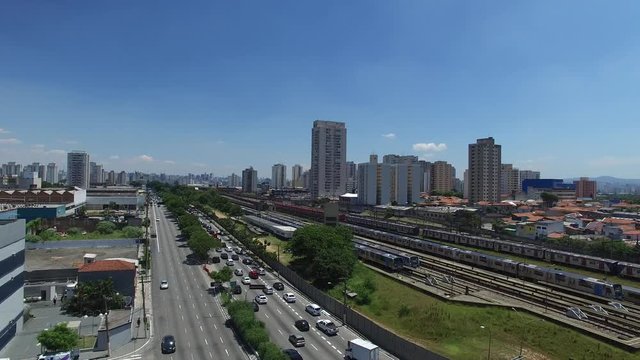 Aerial View of Radial Leste Avenue, in Sao Paulo, Brazil