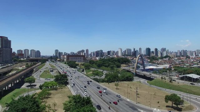 Aerial View of Radial Leste Avenue, in Sao Paulo, Brazil
