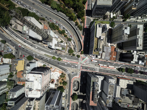 Top View of Paulista Avenue, Sao Paulo, Brazil
