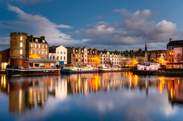 Fototapeta na wymiar Old Leiths Docks at Twilight. Edinburgh, Scotland.