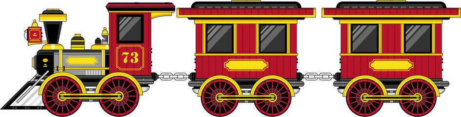 Cartoon Wild West Train and Carriages - 137797735