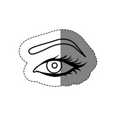 Obraz premium monochrome contour sticker with female eye and eyebrow vector illustration