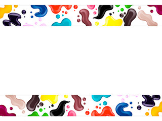 colored nail polish, brush, sample, frame for text