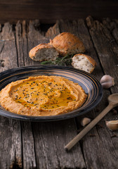 Hummus, spices, rosemary and garlic