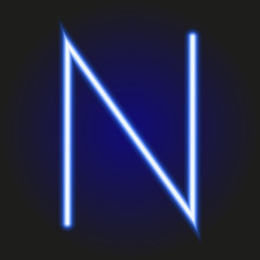 Fototapeta na wymiar single light blue neon letter N of vector illustration