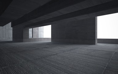 Abstract interior of  concrete. Architectural background. 3D illustration and rendering 