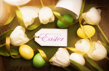Easter decoration with tulips 