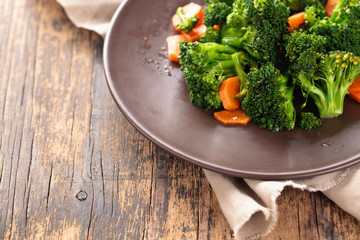 Steamed broccoli on plate.