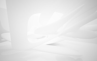 White smooth abstract architectural background whith gray lines . 3D illustration and rendering
