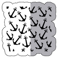 sticker monochrome pattern silhouette anchors vector illustration