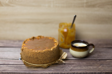 homemade caramel cheesecake coffee cup brown
