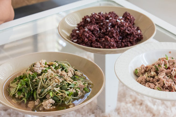 delicious young sunflower with riceberry and tuna mixed