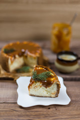 homemade caramel cheesecake coffee cup salted caramel bank branch winter tree cake