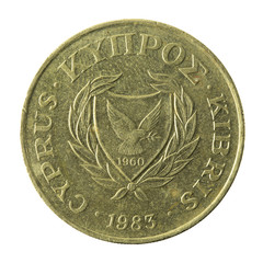 20 cypriot cent coin (1983) reverse isolated on white background