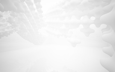 An array of glowing smooth objects. 3D illustration. 3D rendering 