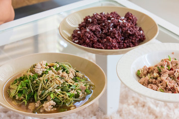 delicious young sunflower with riceberry and tuna mixed