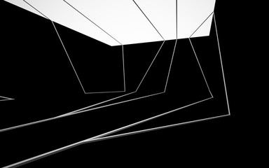 Abstract black interior with white  lines. 3D illustration and rendering
