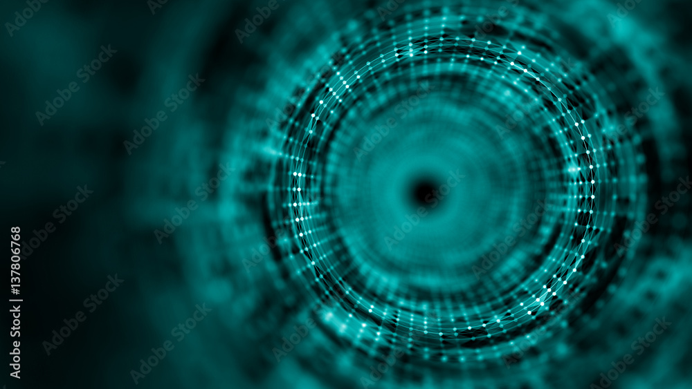 Wall mural time tunnel, computer generated abstract fractal background