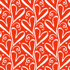 Pattern with hand drawn hearts