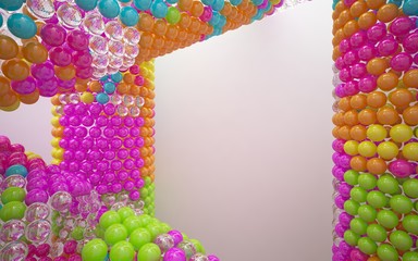 The structure of the colored spheres. DNA. 3D illustration. 3D rendering 