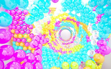 The structure of the colored spheres. DNA. 3D illustration. 3D rendering 