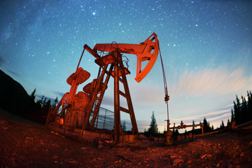 Oil pump on a mountain in the Carpathians