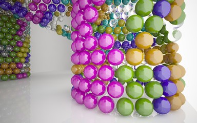 The structure of the colored spheres. DNA. 3D illustration. 3D rendering 