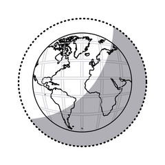 sticker silhouette earth world map with continents in 3d vector illustration