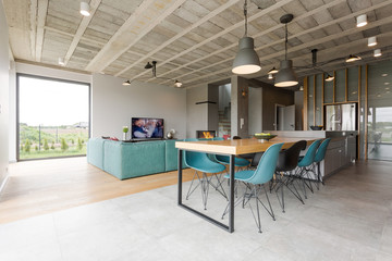 Modern house with concrete roof