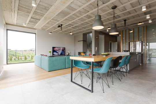 Modern house with concrete roof