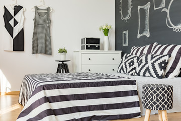 Black and white king-size bed
