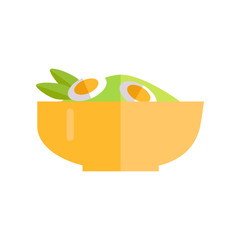 Salad with Vegetables and Eggs Vector.