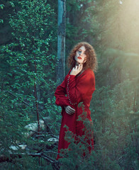 Fototapeta premium woman the mystical forest