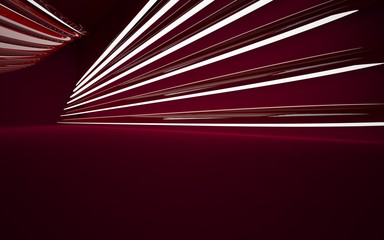 Abstract smooth red interior of the future. Night view from the backlight. Architectural background. 3D illustration. 3D rendering 