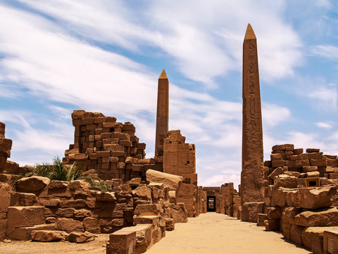 Two obelisks at the entrance to the Karnak Temple Complex (Egypt)