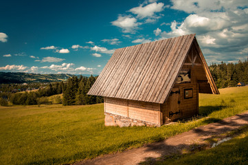 Old traditional wooden cabin in Poland