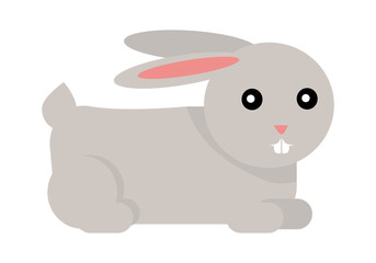 Rabbit Cartoon Isolated on White. Vector