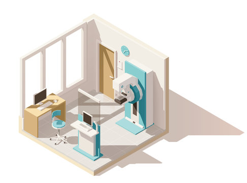 Vector isometric low poly mammography room