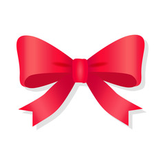 Red Bow Isolated on White. Pussy Bright Bowknot.