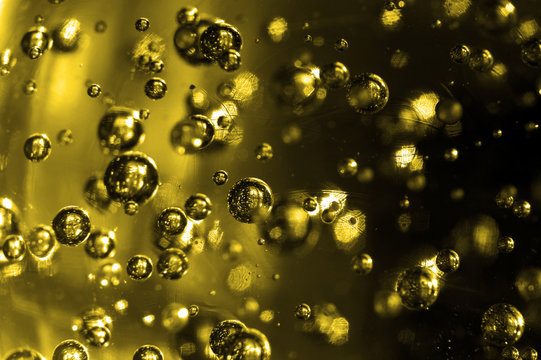 Air bubbles. Crystal ball. Golden
