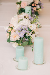 A little composition of petals and candles