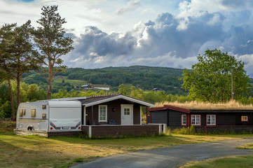Fototapeta na wymiar Norwegian camping cabins