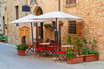 Beautiful medieval town of narrow streets and charming porch