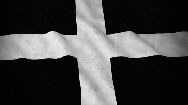 Grunge Flag of Cornwall - Dirty Cornish Flag 3D Illustration