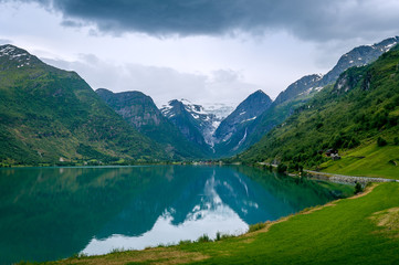 Naklejka na ściany i meble Oldevatnet fjord, Norway.