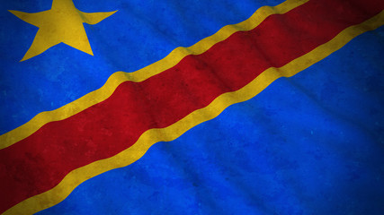 Grunge Flag of DR Congo - Dirty Congolese Flag 3D Illustration