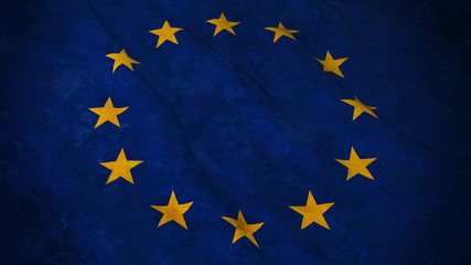 Grunge Flag of European Union - Dirty EU Flag 3D Illustration