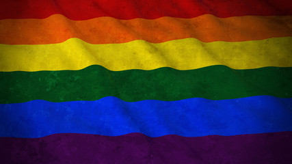 Grunge Flag of Gay Pride - Dirty LGBT Rainbow Flag 3D Illustration