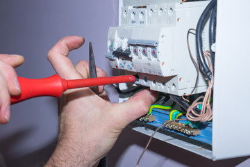 Hands of an electrician