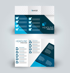 Fototapeta na wymiar Brochure mock up design template for business, education, advertisement. Trifold booklet editable printable vector illustration. Blue color.